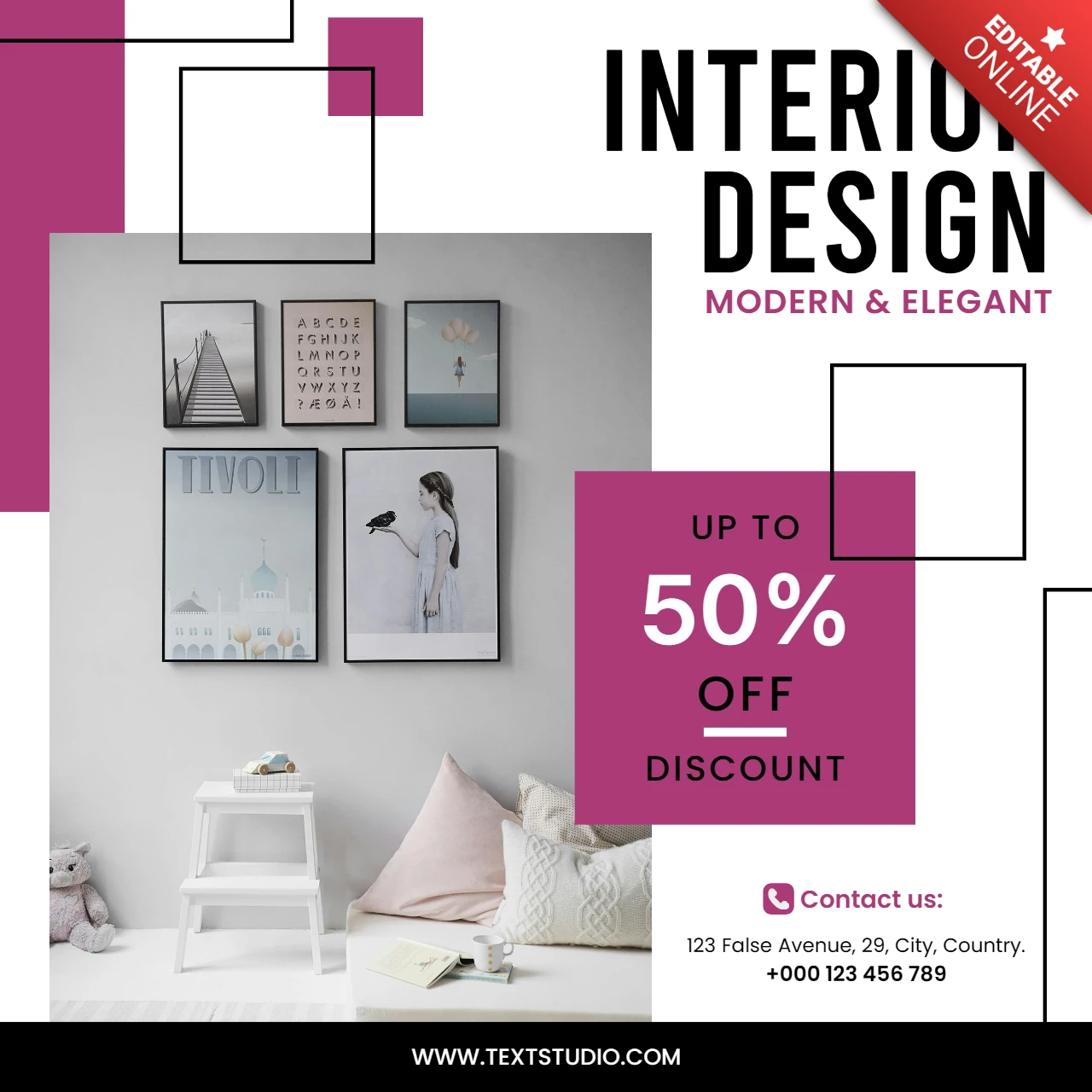 Modern elegantes Innendesign-Vorlage für Werbeflyer