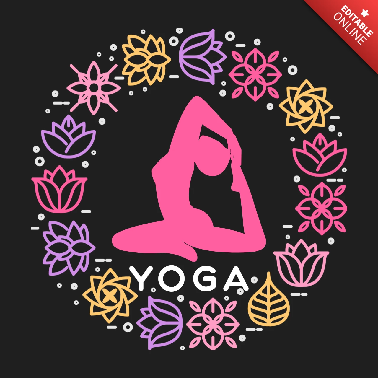 Modello di maglietta per donna con posture yoga e chakra