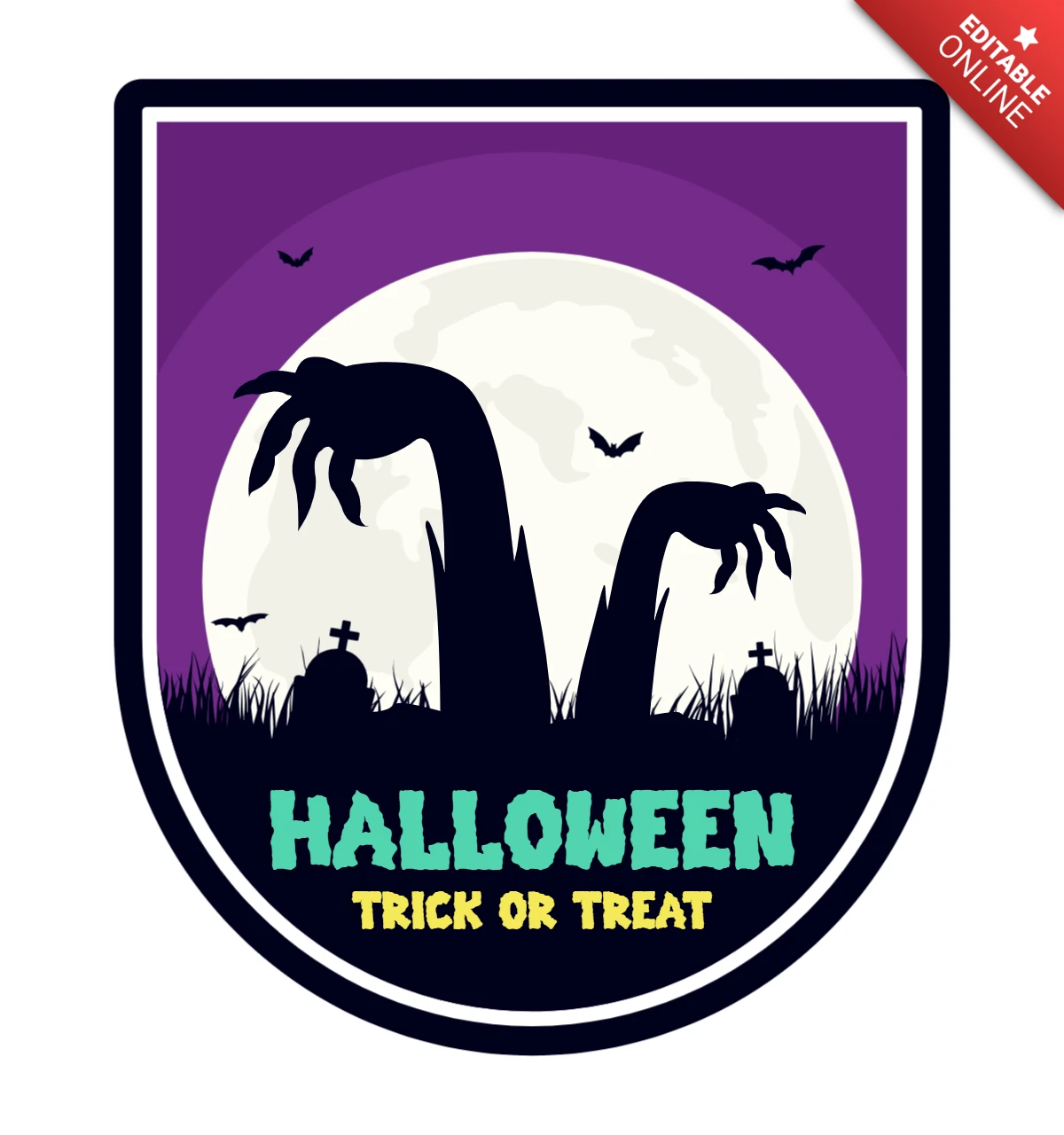Halloween Zombie Badge T-shirt Design Template