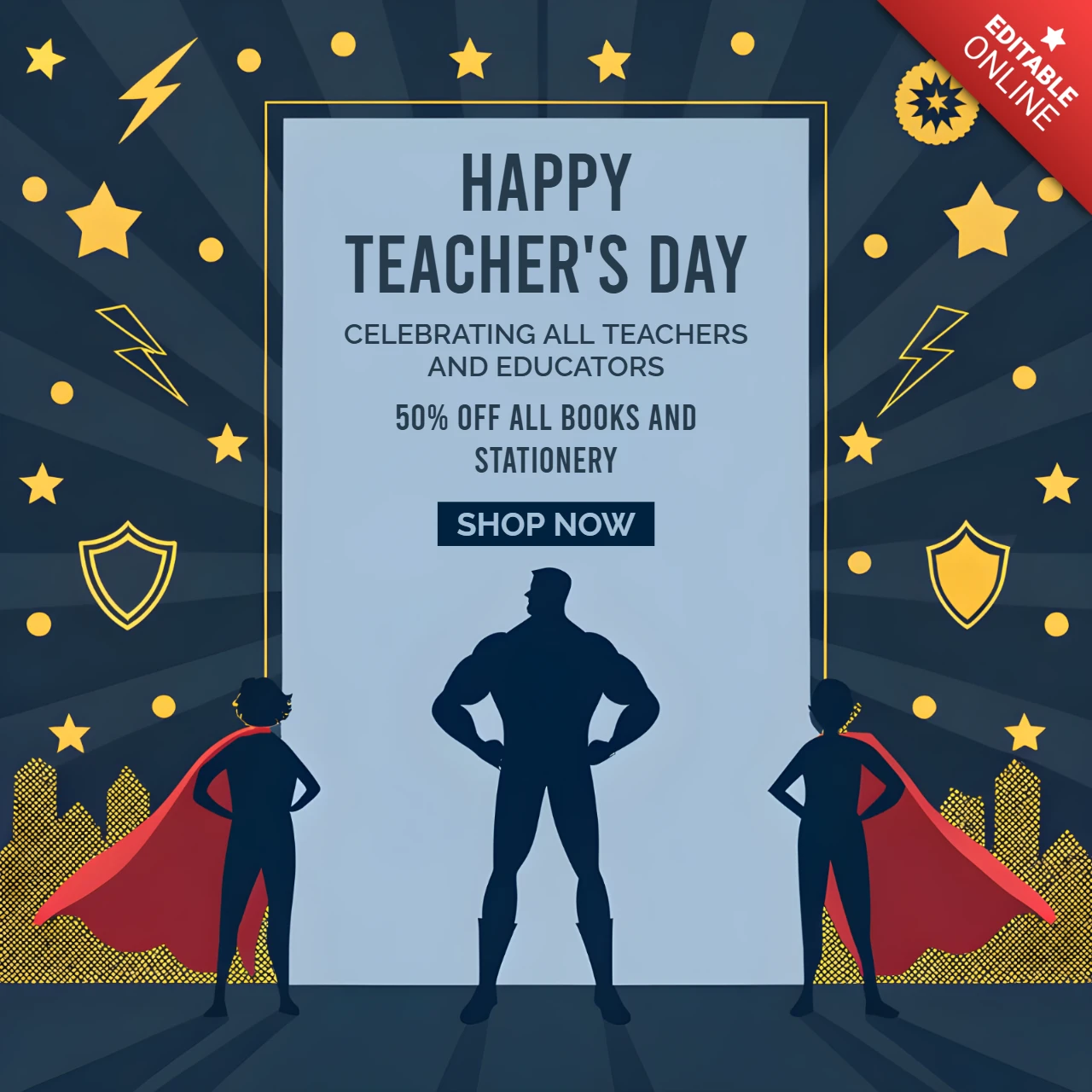 Heroic Teacher's Day Celebration Template - Editable Design for Educators
