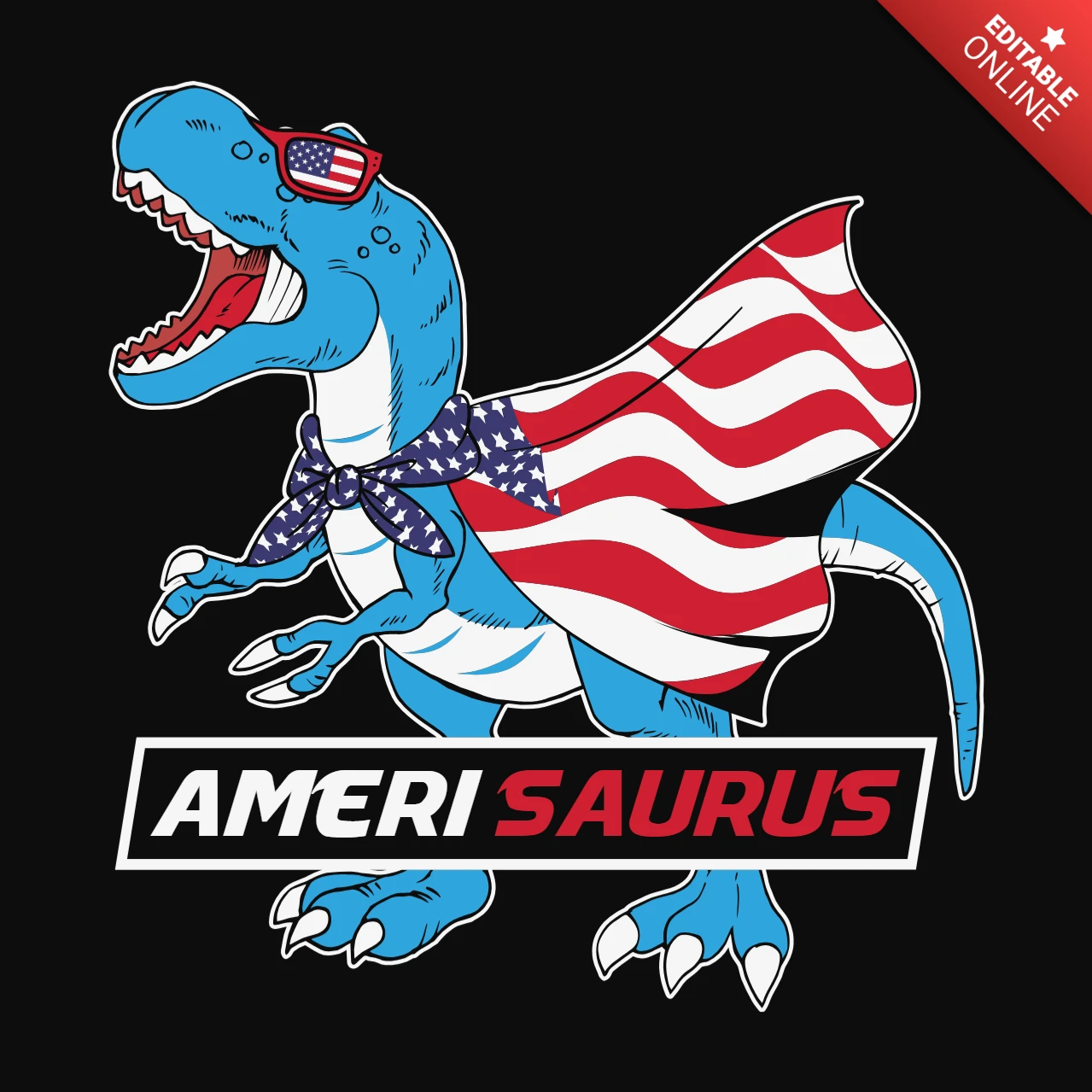 4 juli amerisaurus dinosaurus t-shirt ontwerpsjabloon