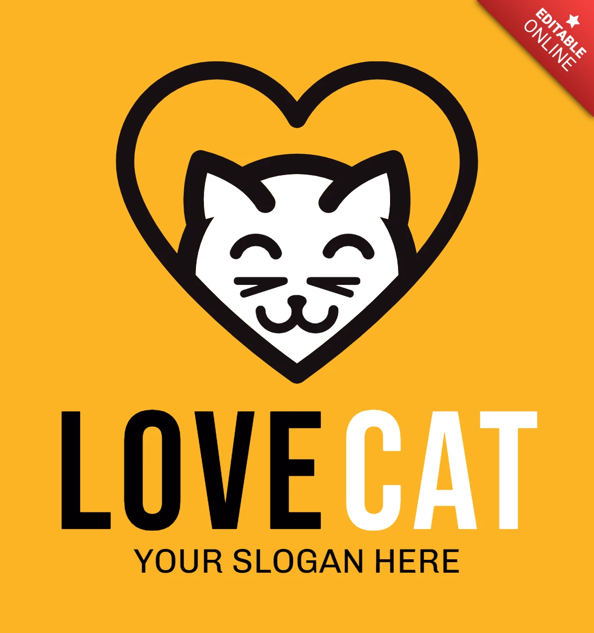 Modelo de design de logotipo de gato amoroso