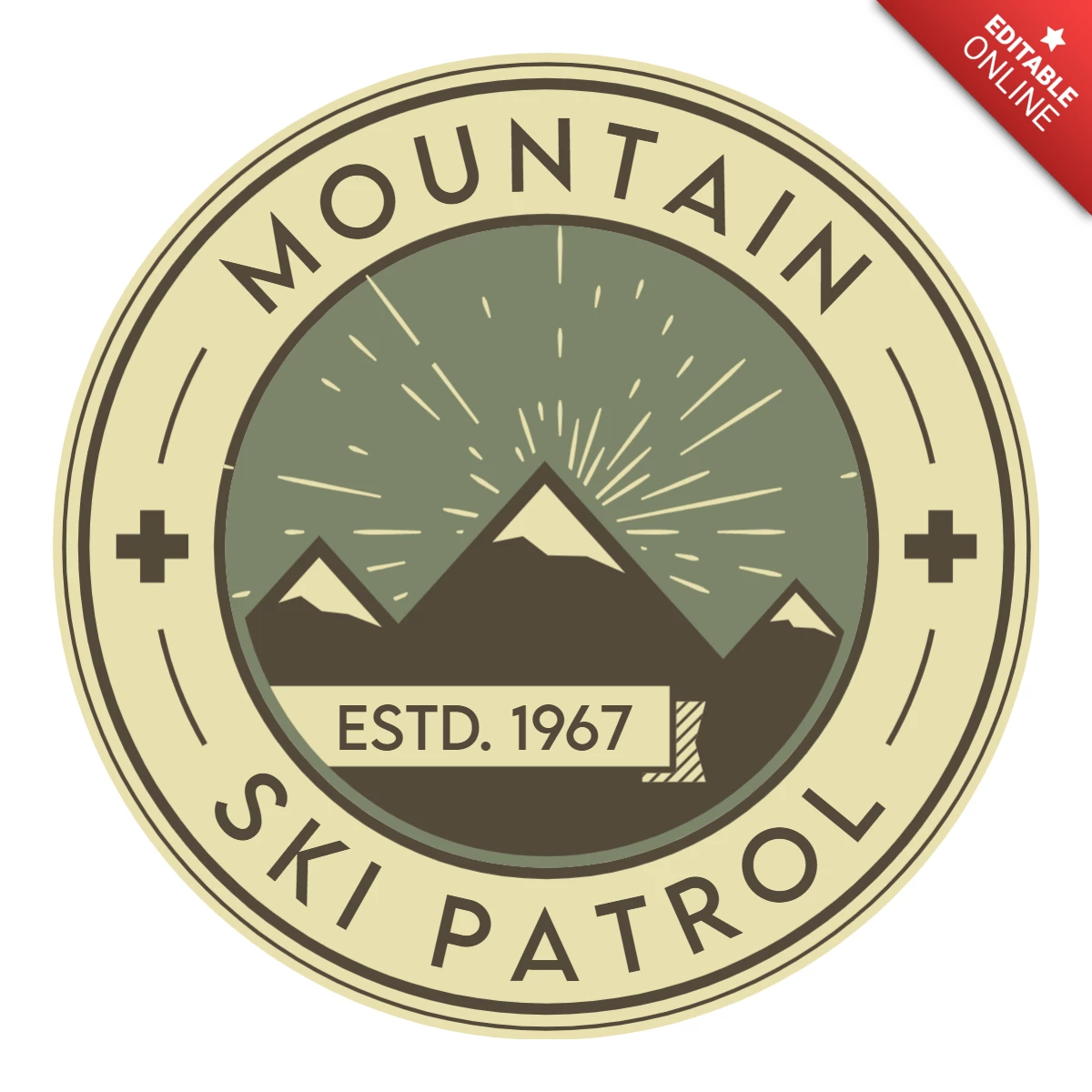 Mountain Ski Patrol Colorful Badge Template Design