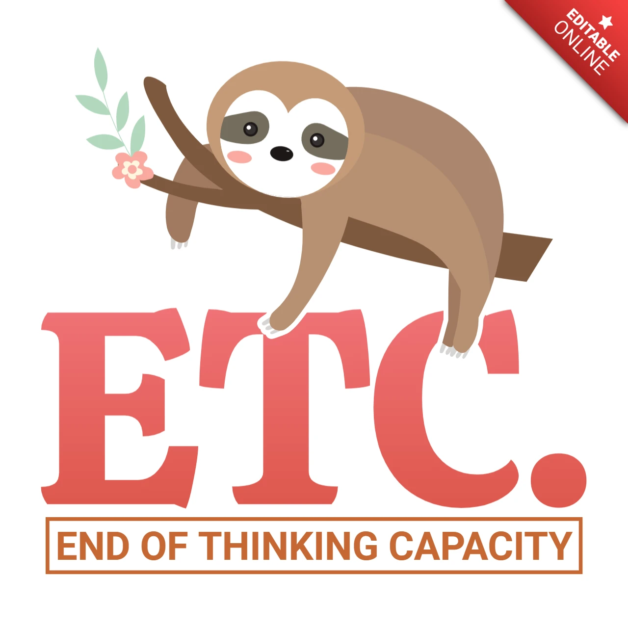Etc einde denkvermogen luie luiaard t-shirt ontwerpsjabloon
