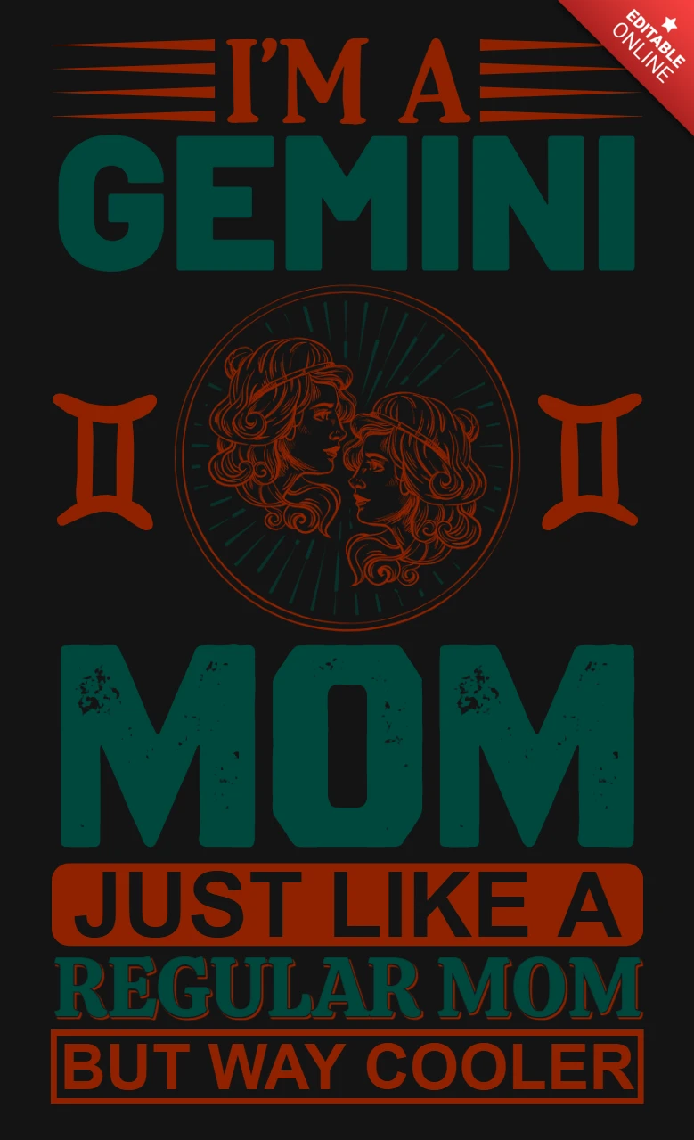Modello di design vintage per mamma Gemelli - grafica zodiacale per regali personalizzabili