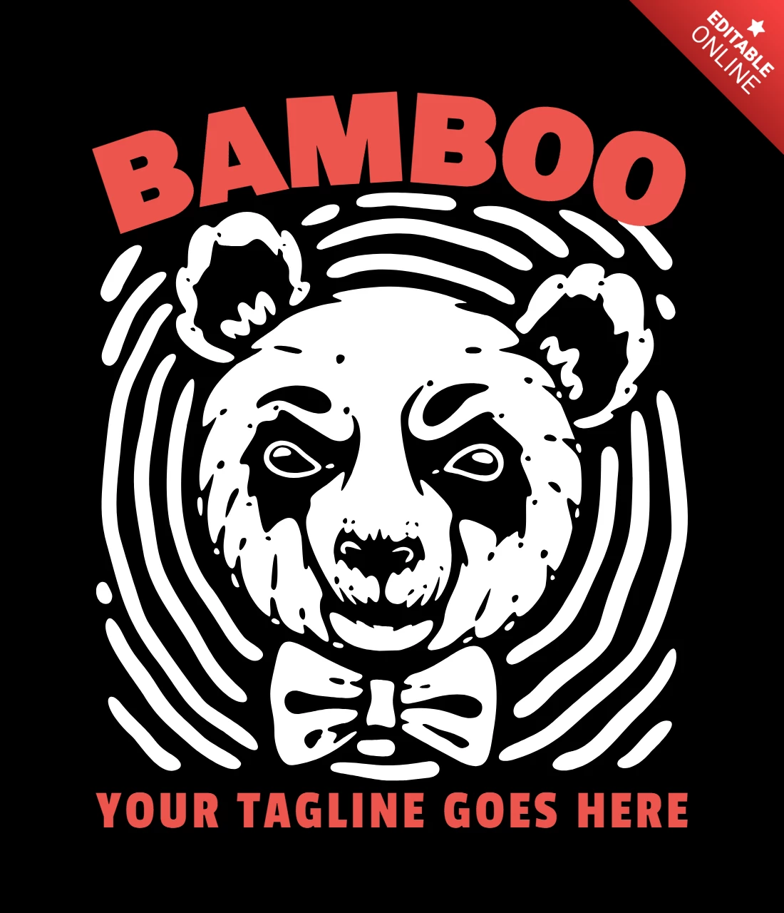 Plantilla de diseño de camiseta vintage con pajarita y panda