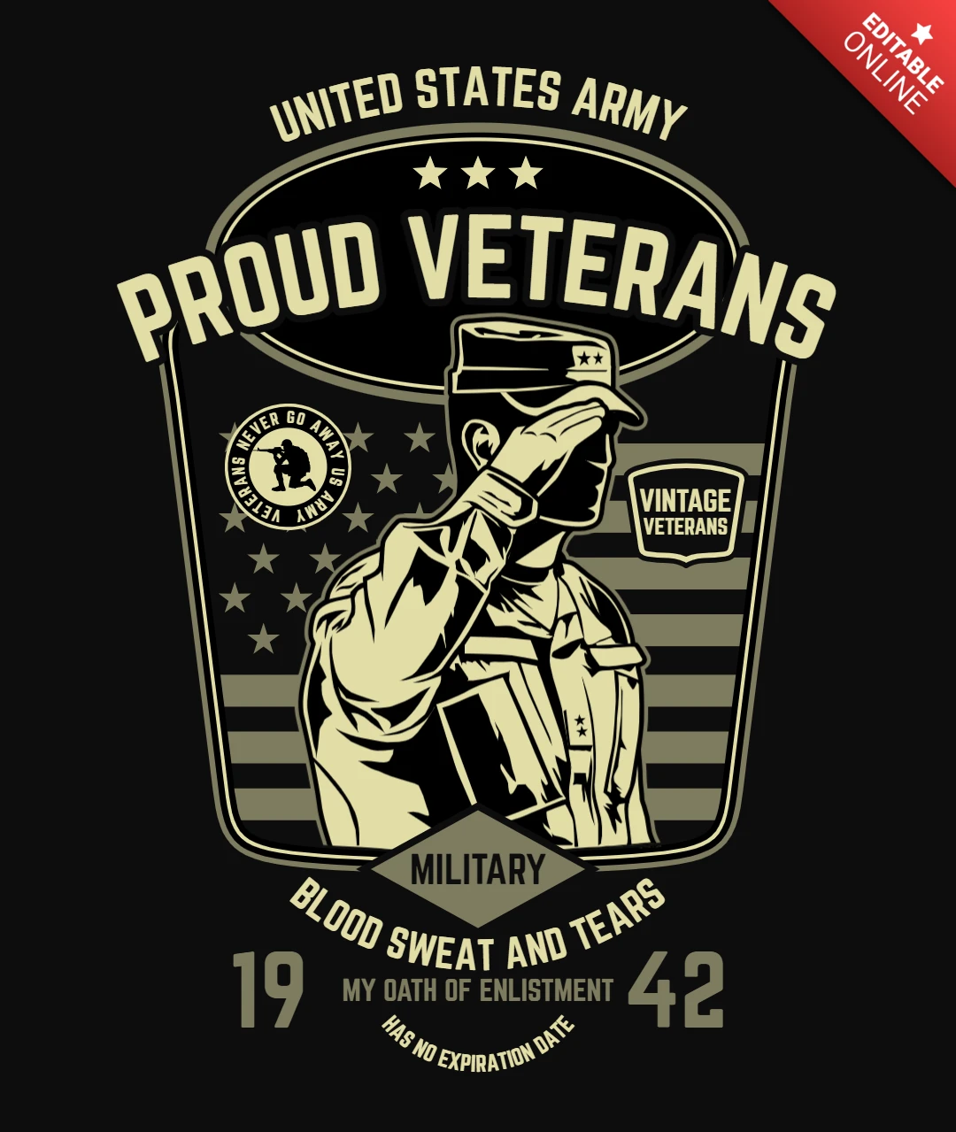 Proud Veterans T-Shirt Design Template