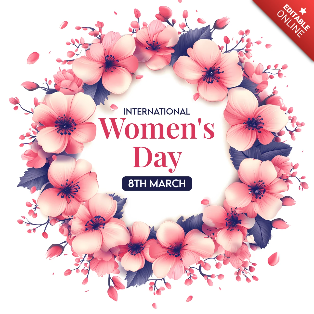 Floral Wreath Design for International Women's Day Celebration Card