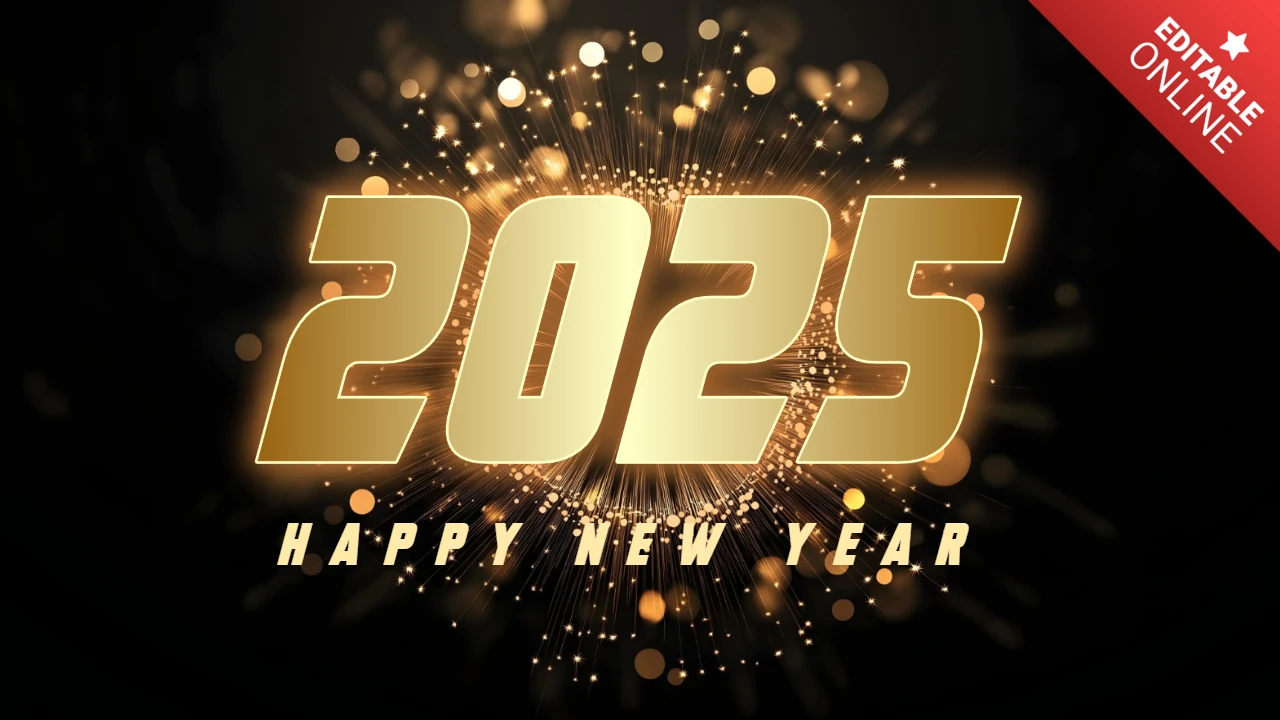 Golden Happy New Year Card Design Template