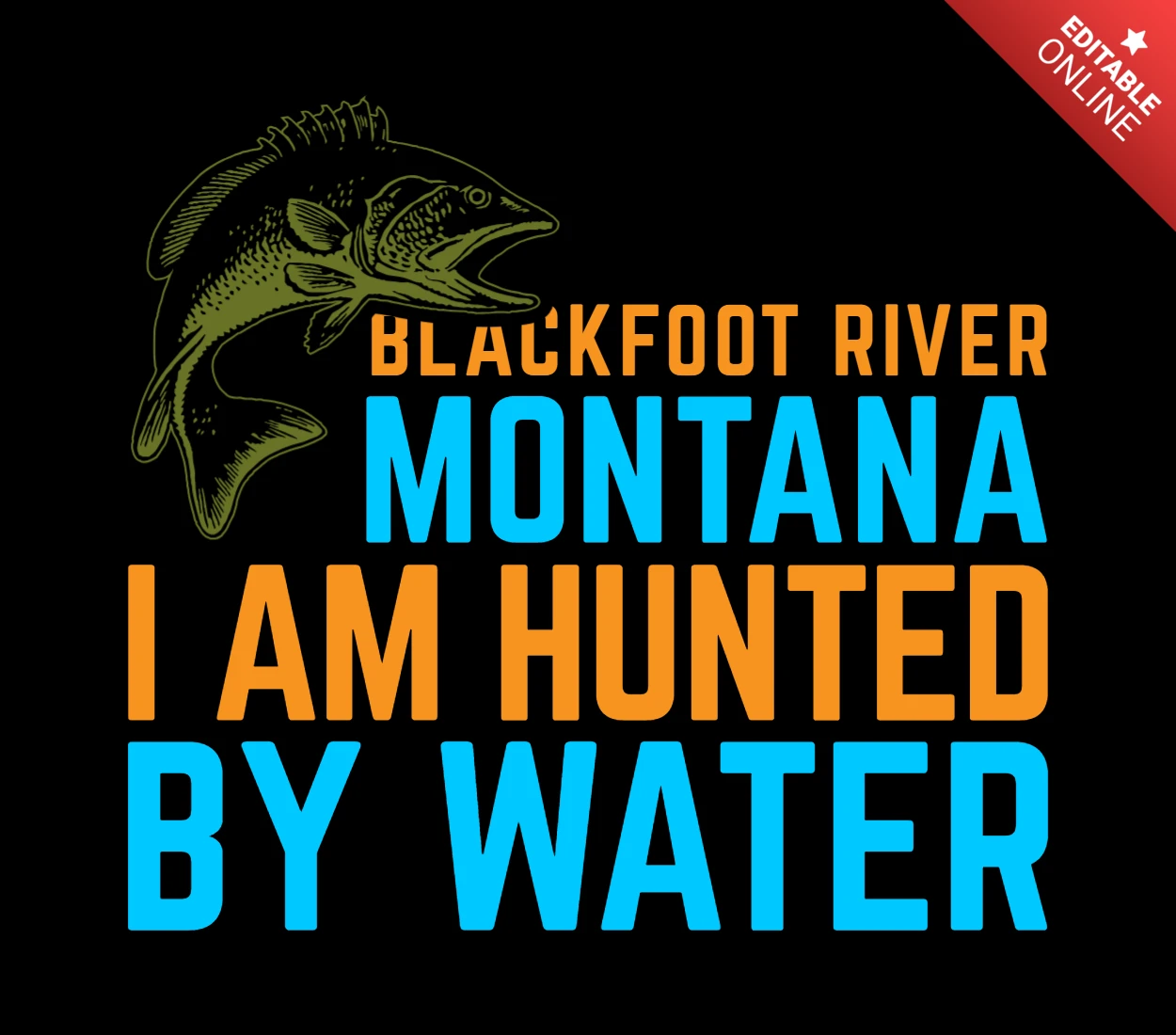 Montana Fishing T-shirt Design Template
