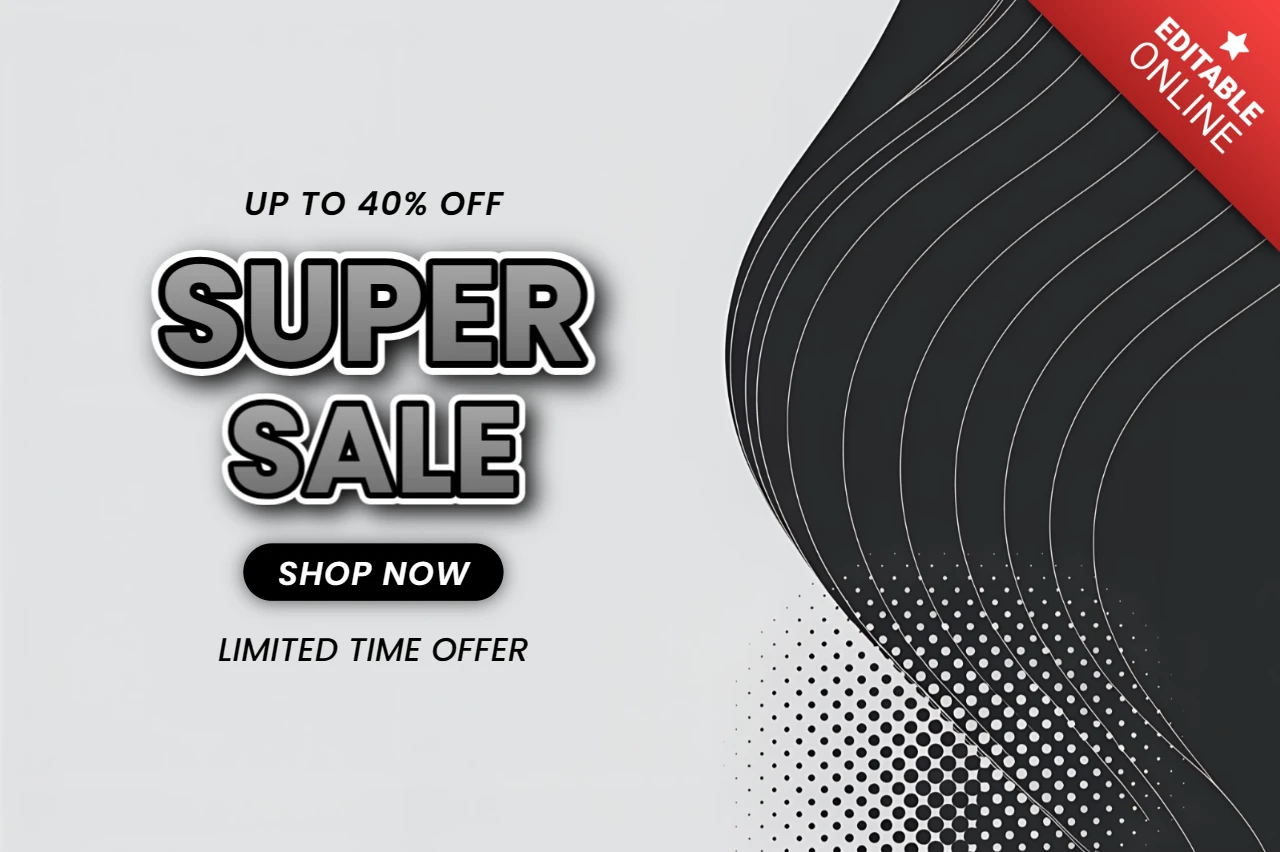 Modern Sale Template with Bold Typography and Wave Graphics for Promotional Flyers