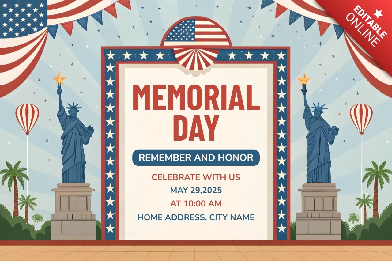 Patriotic Memorial Day Celebration Template – Editable Festive Design