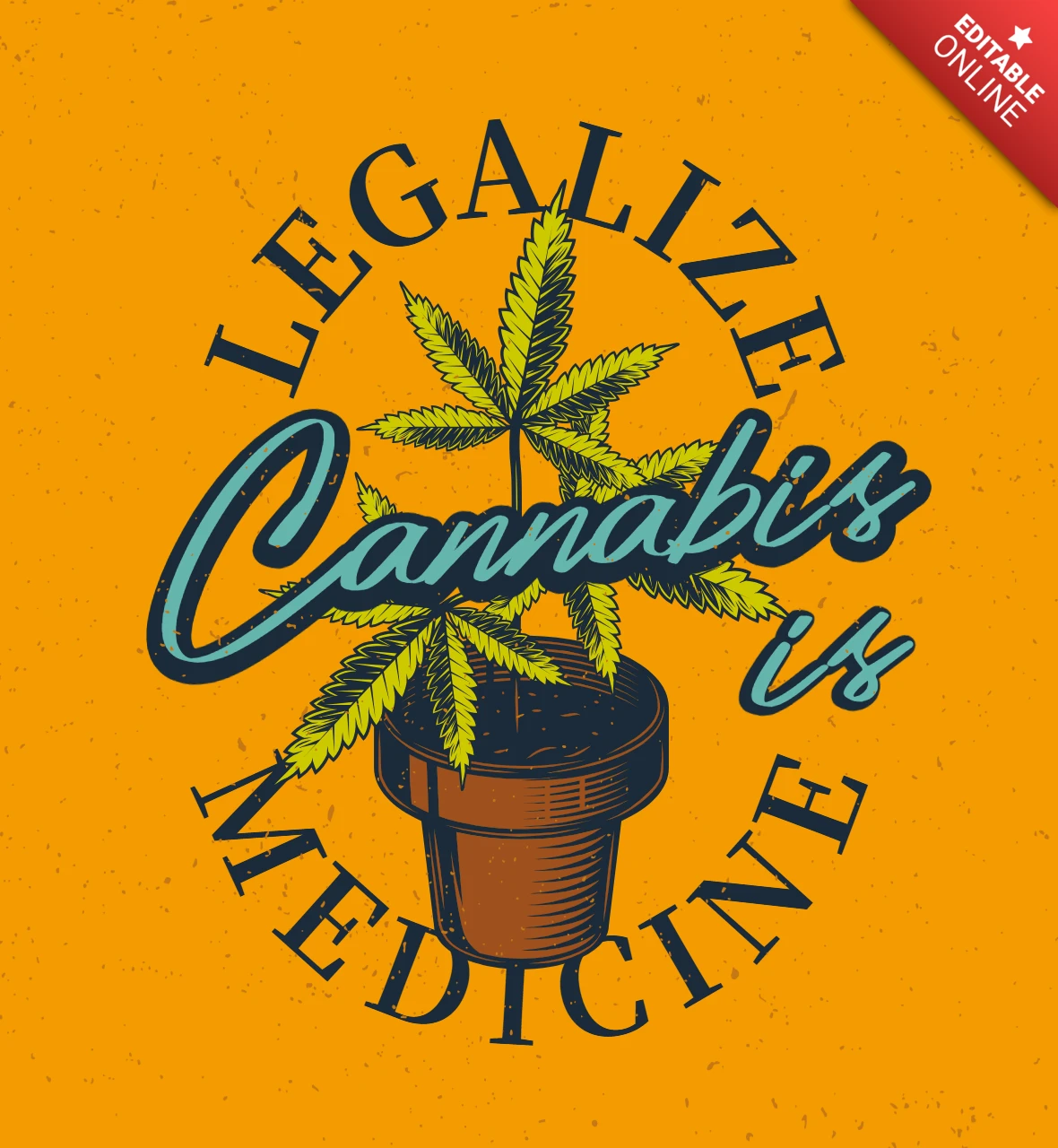 Cannabis In A Pot T-Shirt Design Template