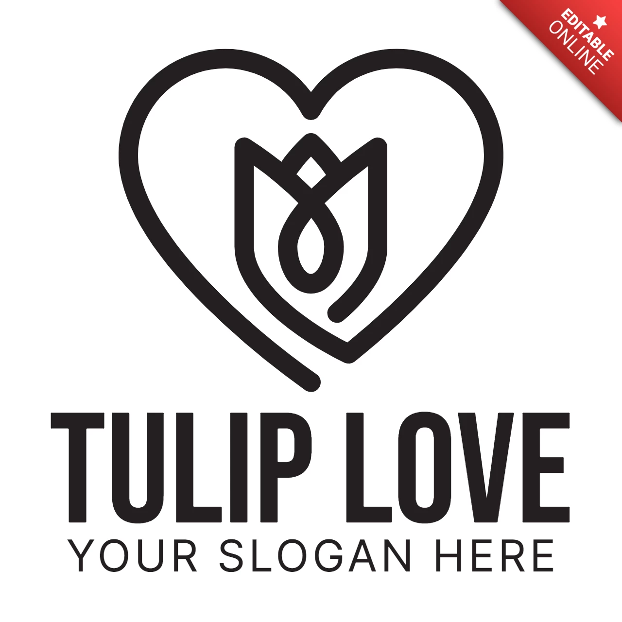 Plantilla de diseño de logotipo de amor de tulipán negro