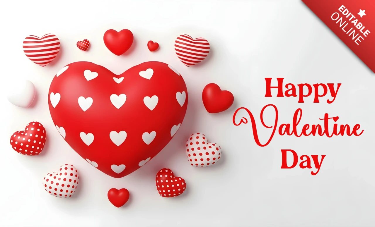 3d valentijnsdag hartontwerp sjabloon voor wenskaarten