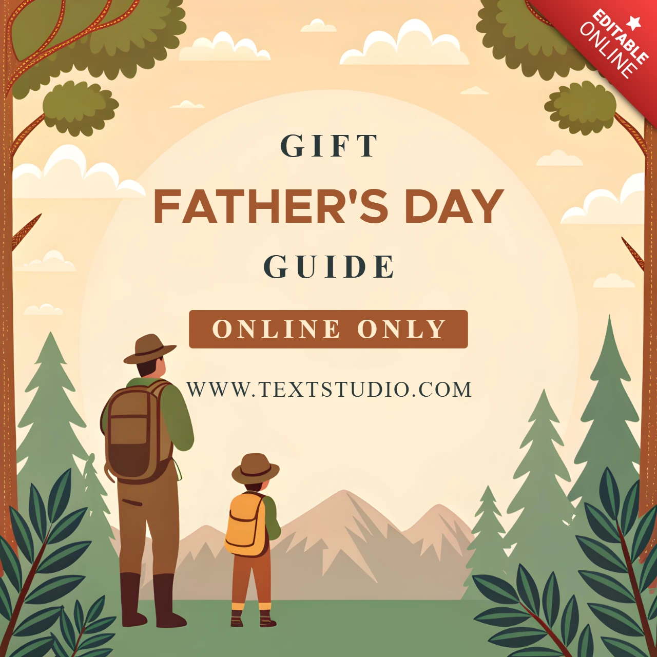 Plantilla editable de guía de regalos para el Día del Padre con diseño vintage de naturaleza