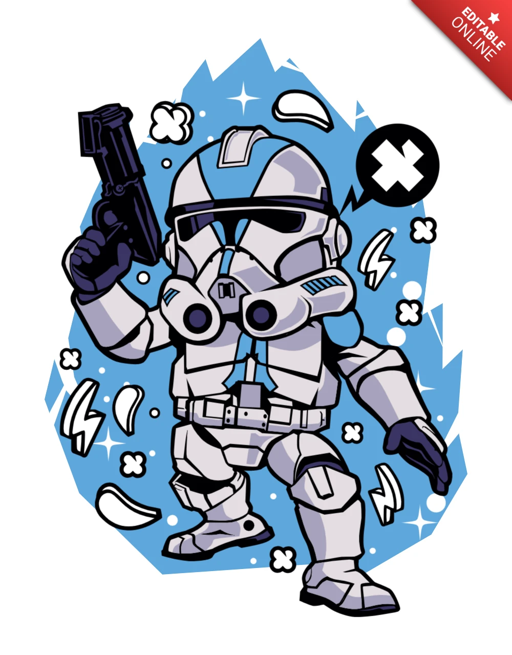 Modèle d'affiche de personnage de bande dessinée de Clone Trooper