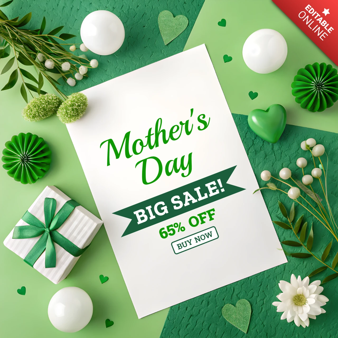 Plantilla de venta para el Día de la Madre - diseño verde vibrante para promociones