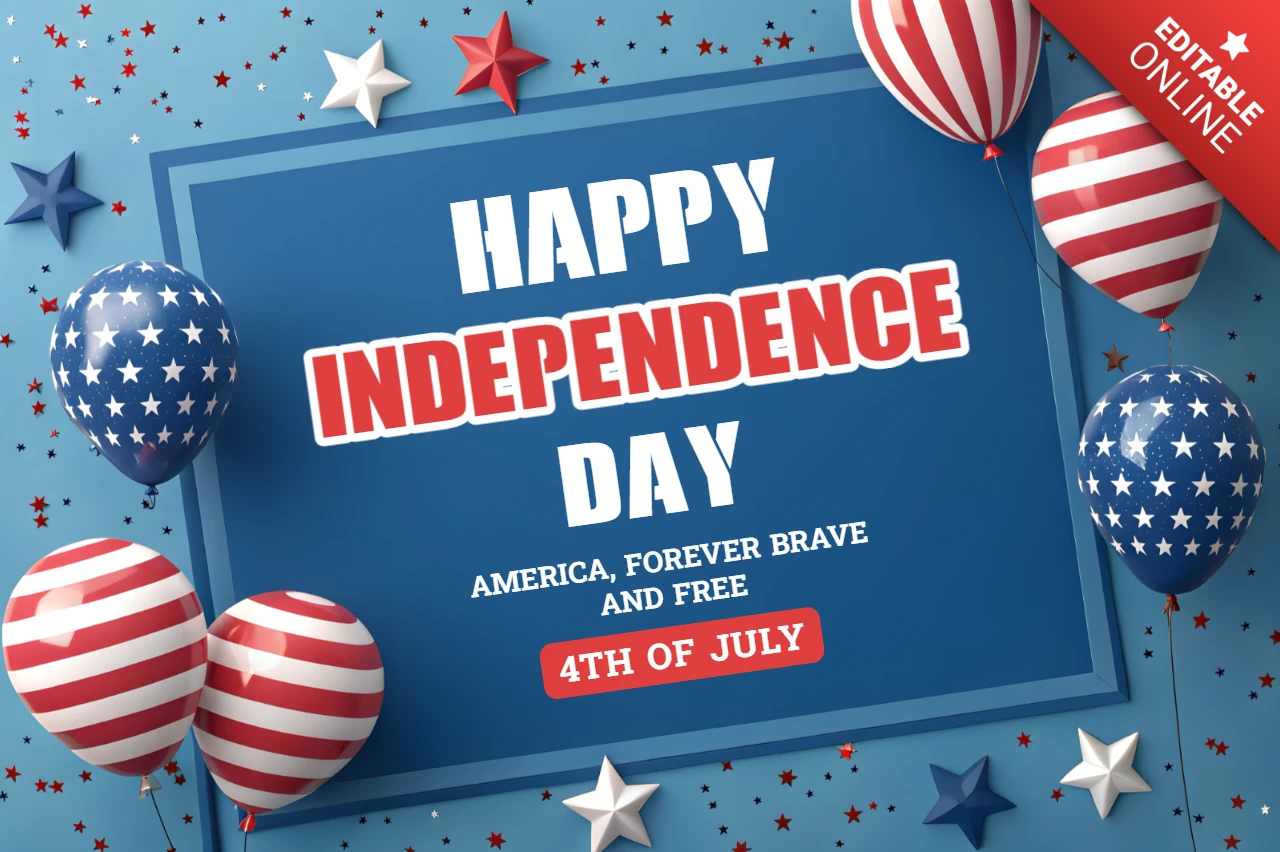 Template de celebração do dia da independência dos EUA com design de elementos patrióticos em 3D