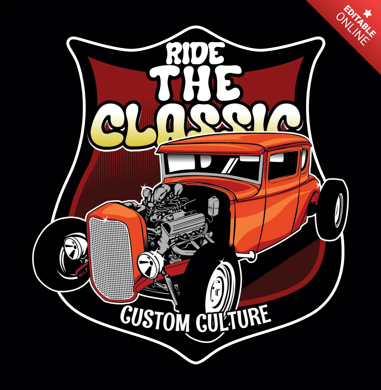 Retro Classic Car T-shirt Design Template