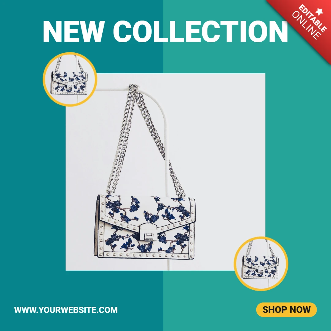 Turquoise Advertisement Collage Instagram Post Design Template