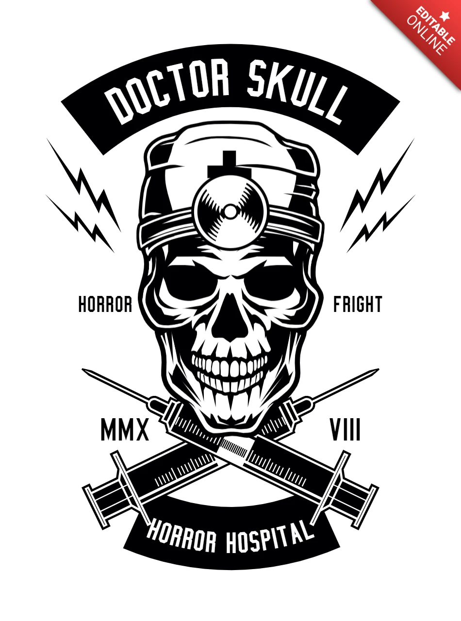 Modèle de t-shirt tête de mort de médecin