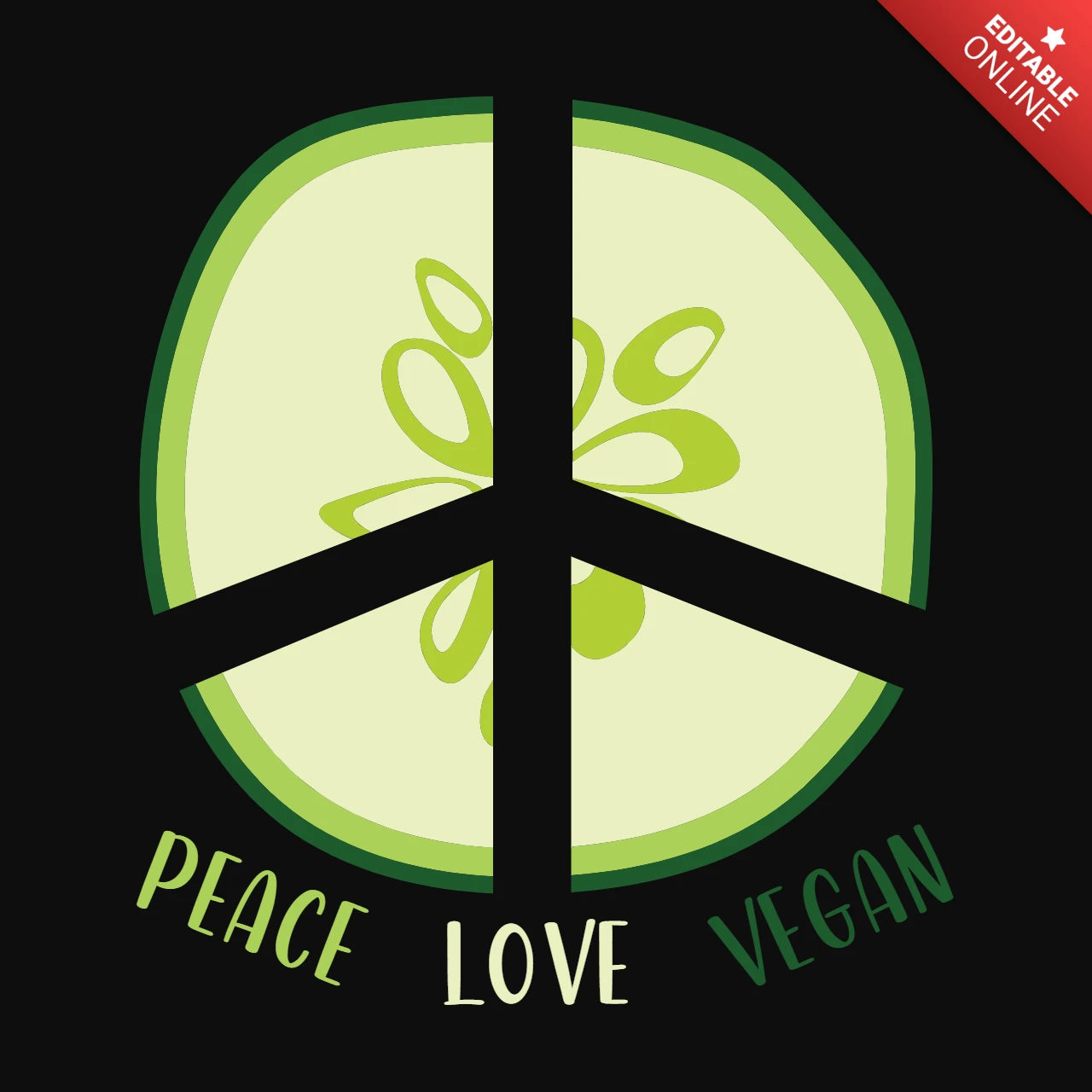 T-shirt Vegan peace and love cucumber (concombre)