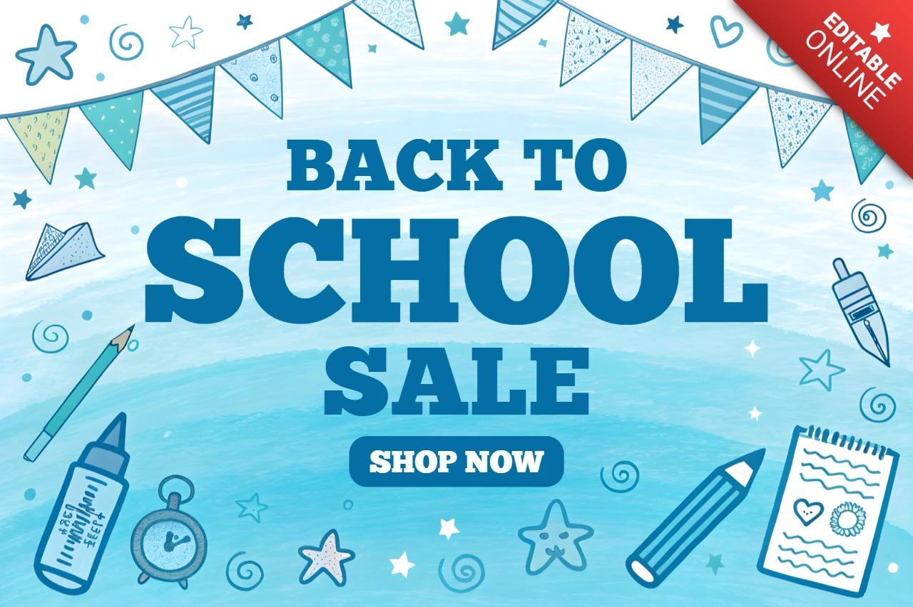 Back to School Sale Design Template with Fun Illustrations for Flyers