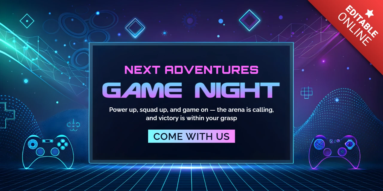 Plantilla de diseño para noche de juegos neón para eventos emocionantes