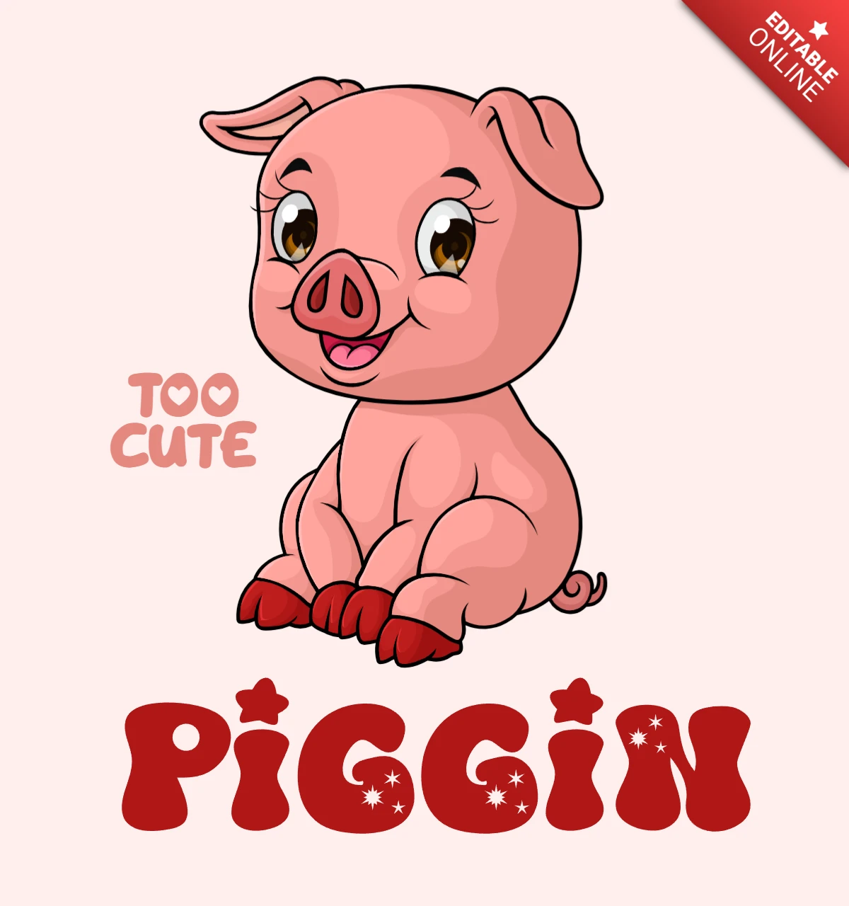 Modello di design di maialino troppo carino per prodotti per bambini