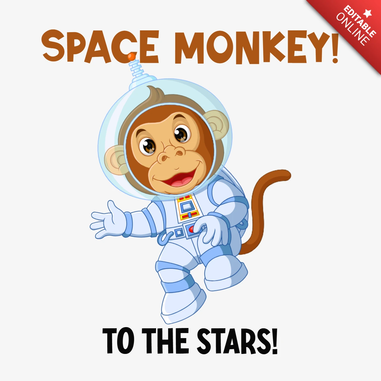 Scimmia spaziale avventurosa Modello di design minimalista per libri per bambini