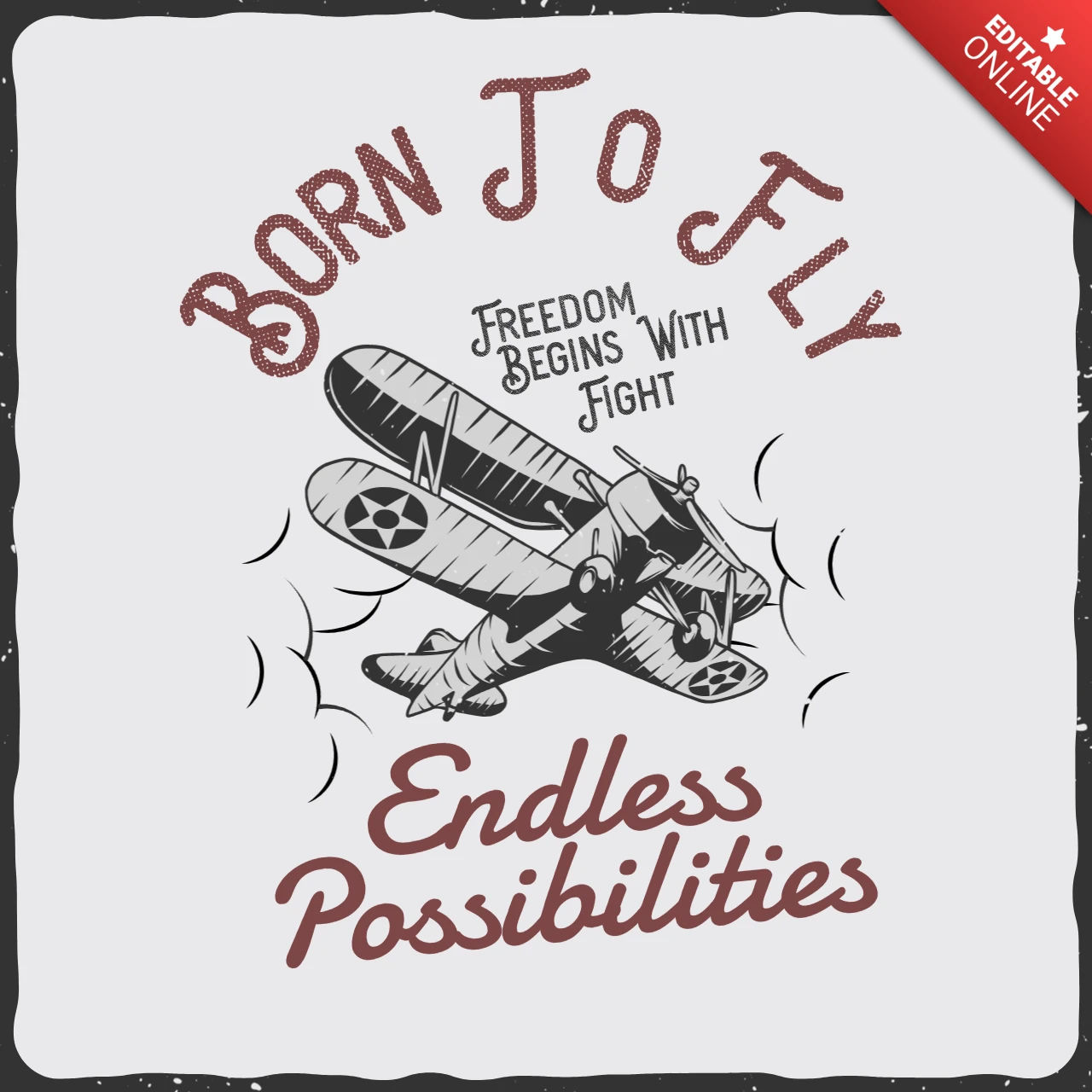 Modèle de t-shirt aviateur vintage "Born to fly" (né pour voler)