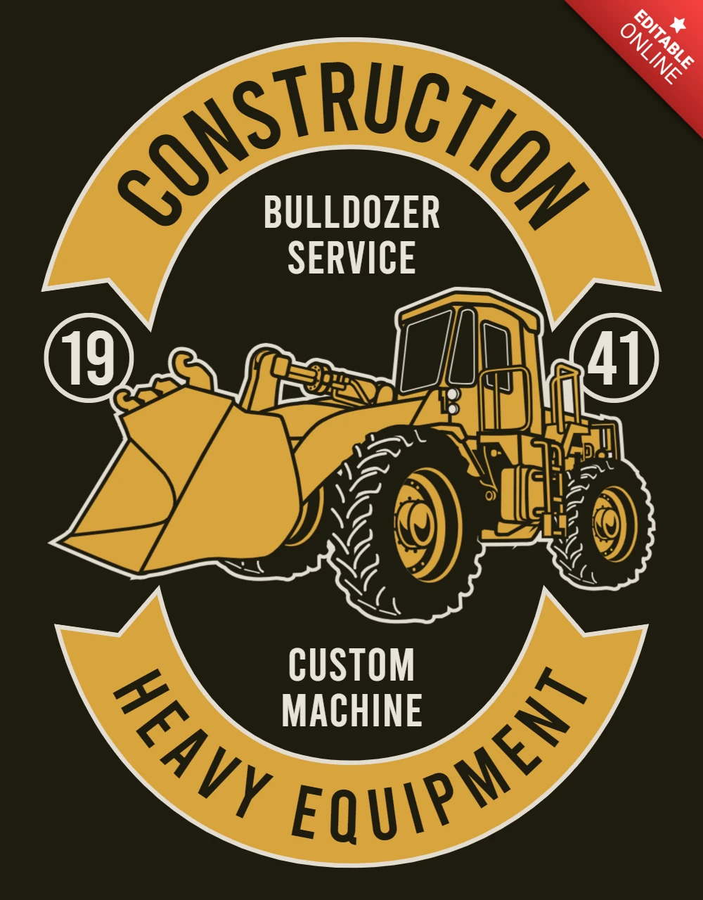 Modelo de design de camiseta de serviço de escavadeira de construção