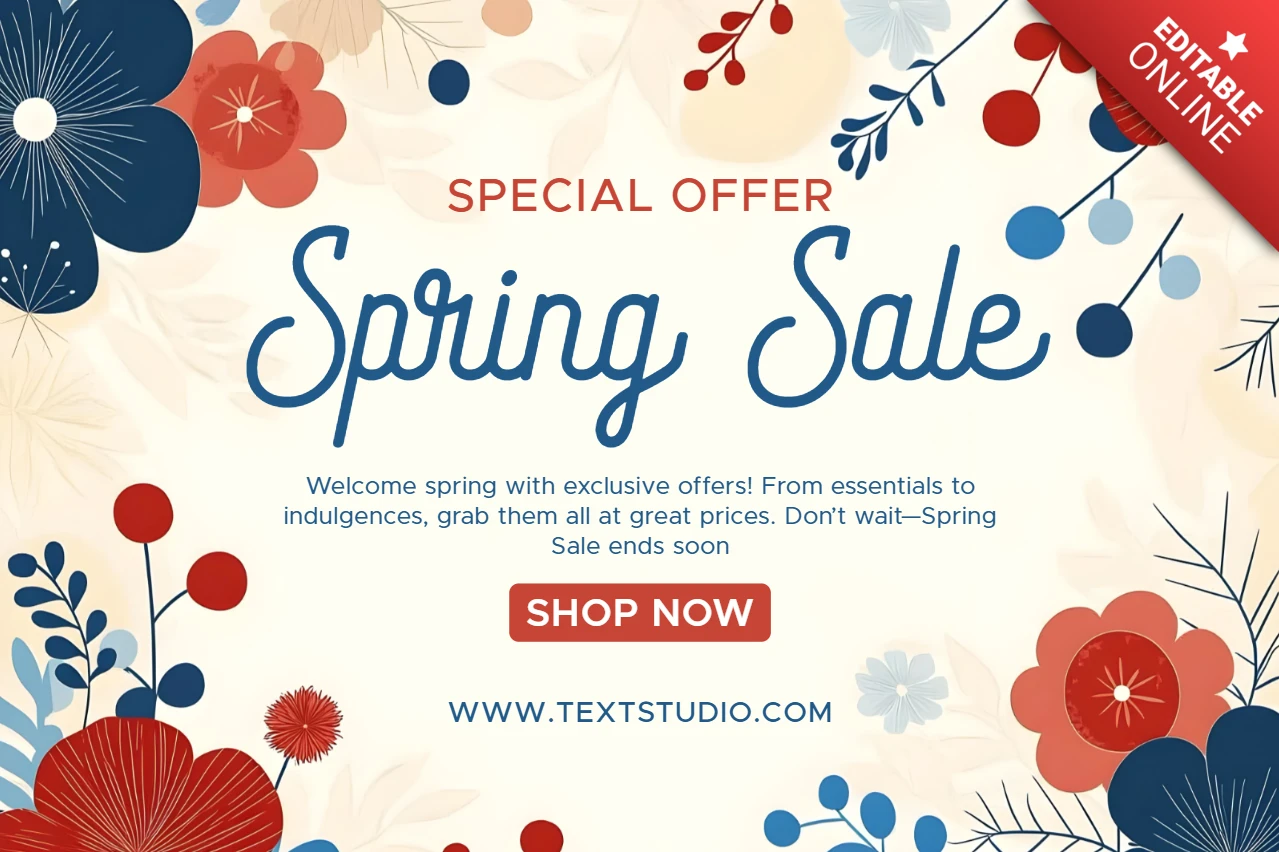 Spring Sale Design Template with Floral Art Style
