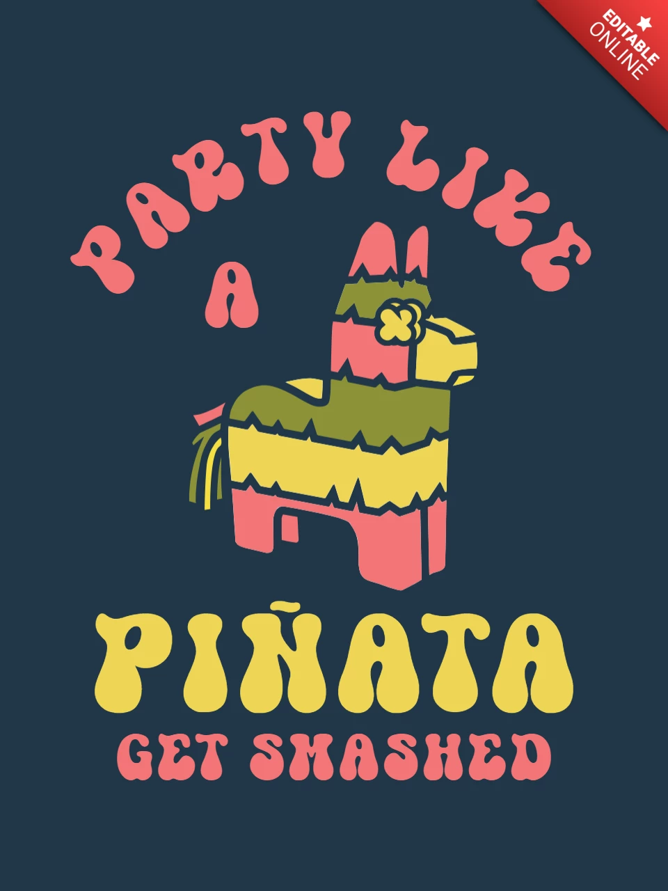 Fiesta como una piñata con plantilla de diseño de camiseta con personaje de piña