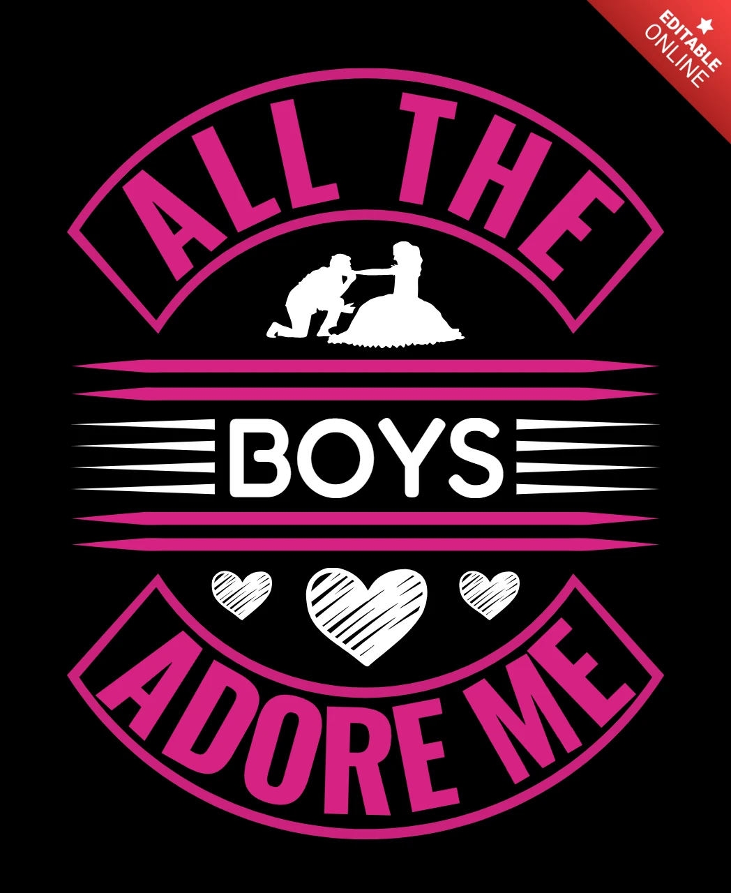 Modèle de typographie vintage ludique pour "all the boys adore me" (tous les garçons m'adorent)