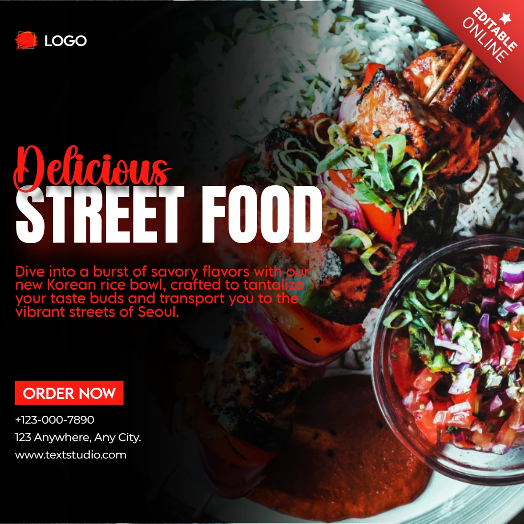 Black and Red Modern Delicious Street Food Instagram Post Design