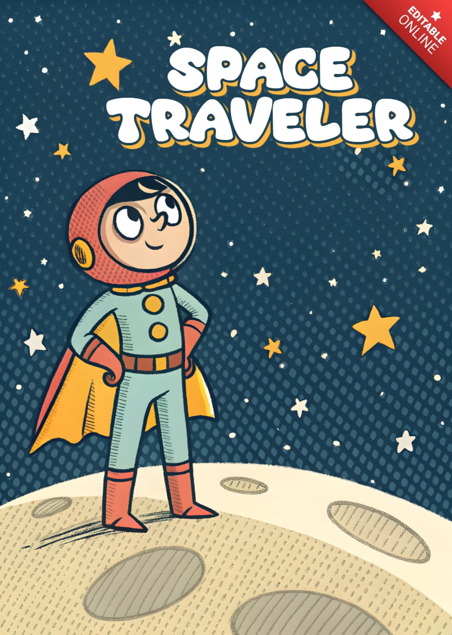 Modèle de design de cartoon de voyageur spatial pour vêtements d'enfants