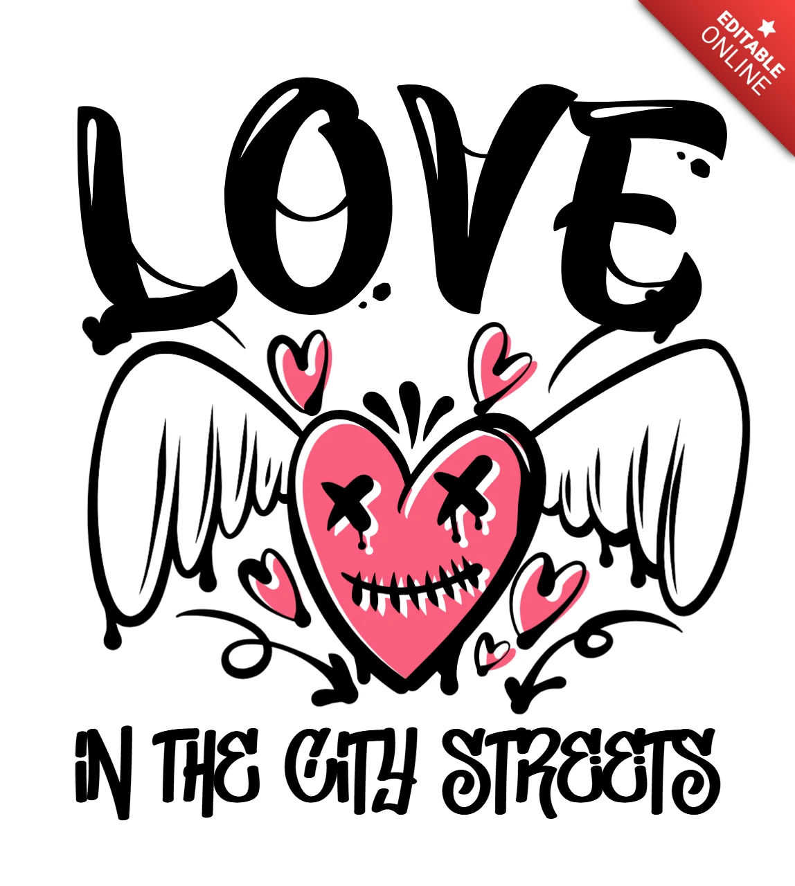 Template de design de amor em arte de rua para impressão em camiseta