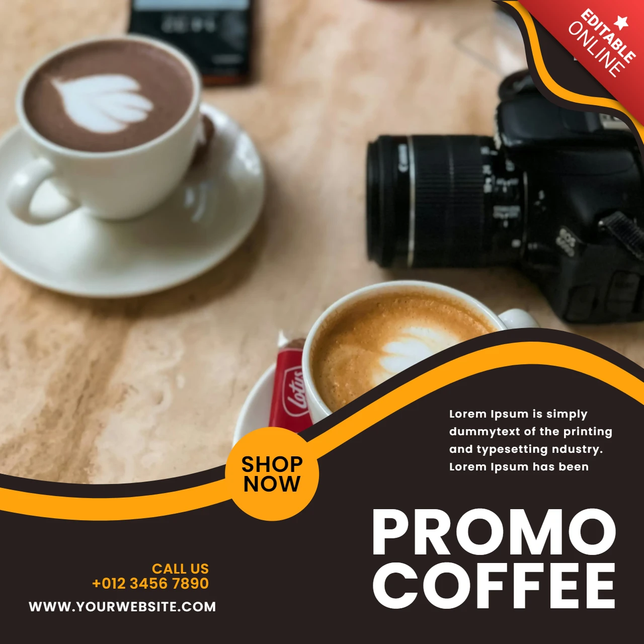 Coffee Shop Promotional Social Media Post Design Template