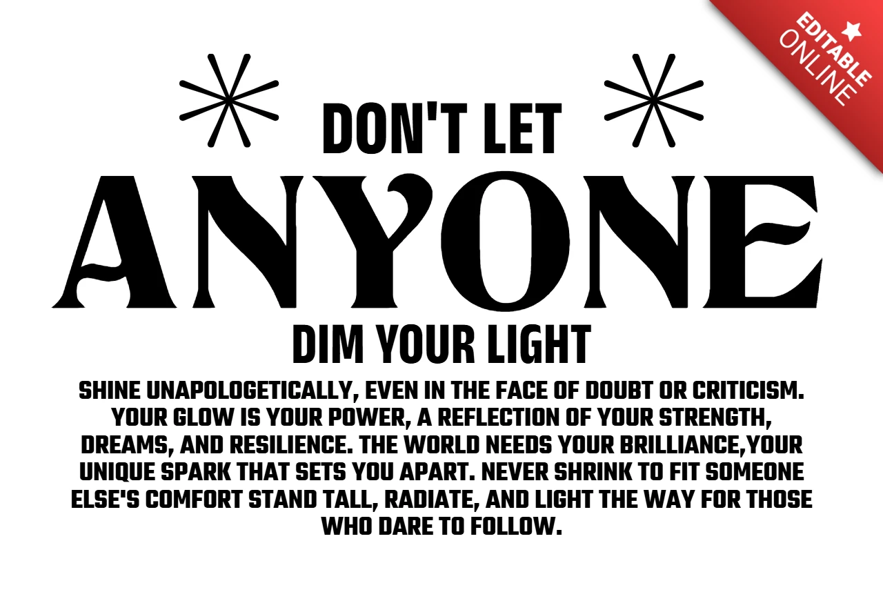 Lass niemand dein Licht dimmen, fetter Typografie mit Sternenexplosion-Symbolen T-Shirt-Designvorlage