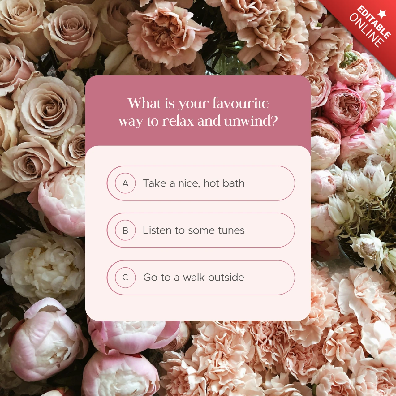 Entspannung umfrage instagram post design vorlage