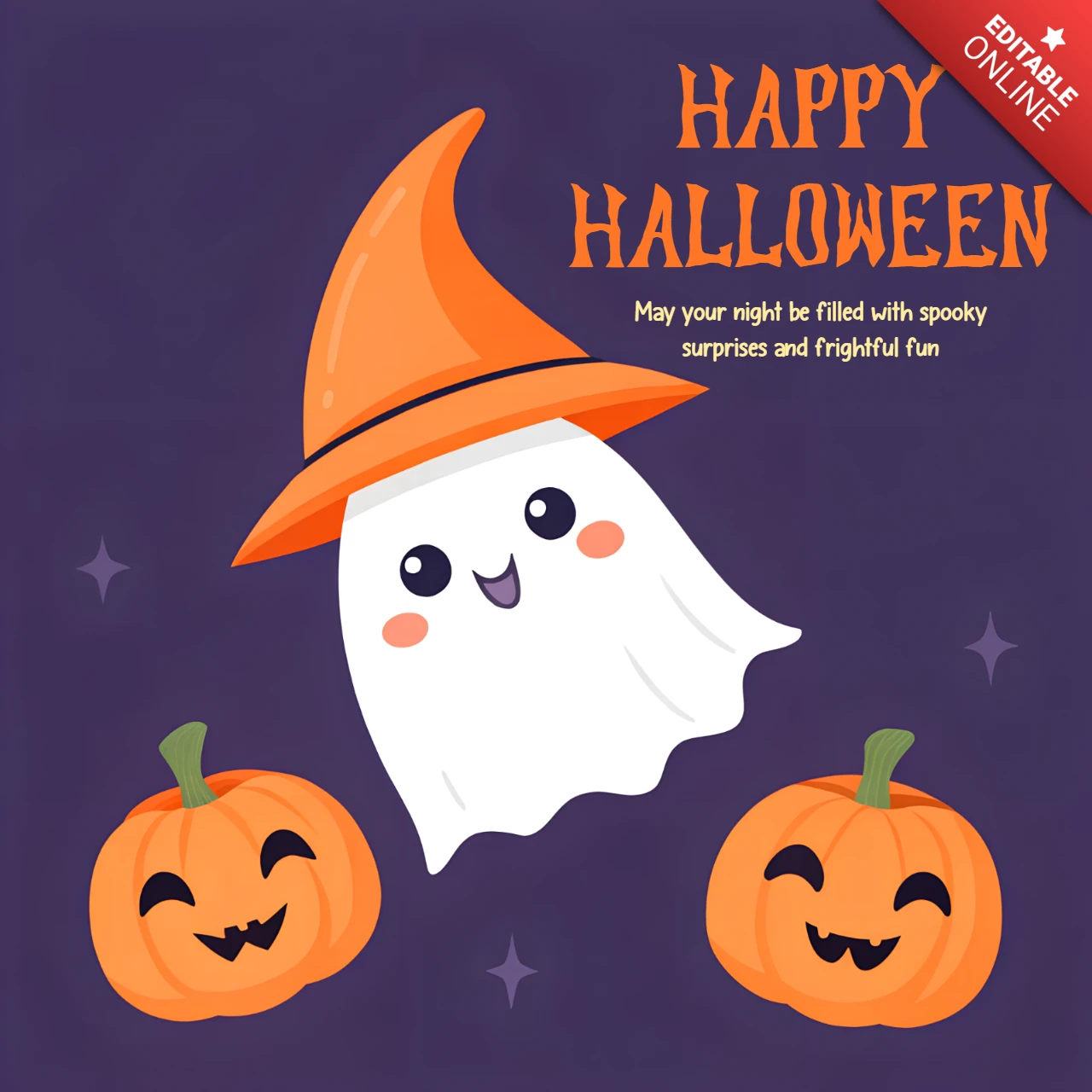 Felice Halloween design con fantasmi e zucche per inviti a feste per bambini