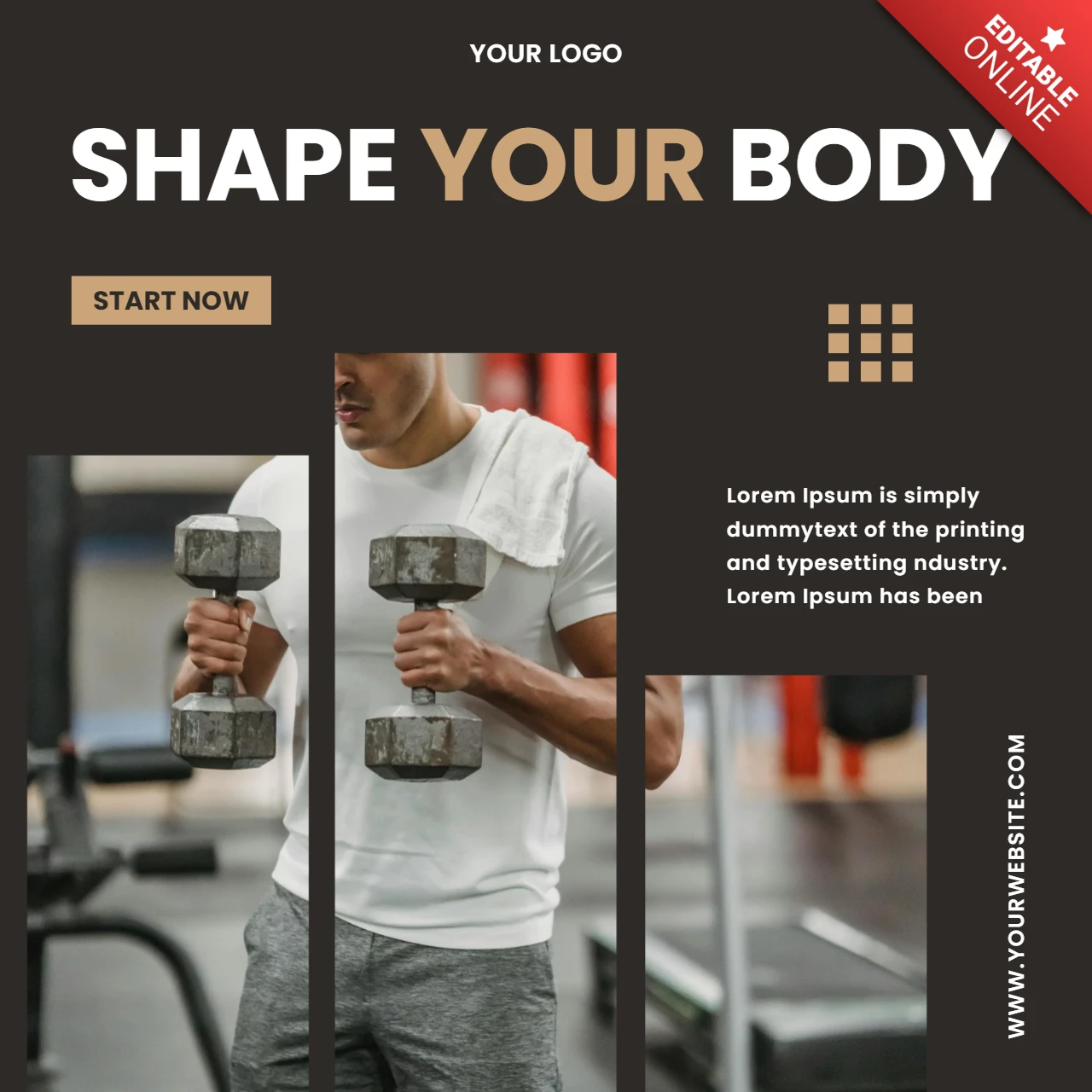3 Stripes Collage Commercial Instagram Post Design Template