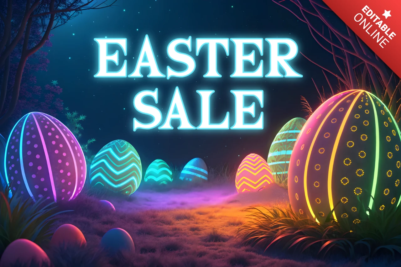 Neon Easter Sale Design Template for Festive Promotions