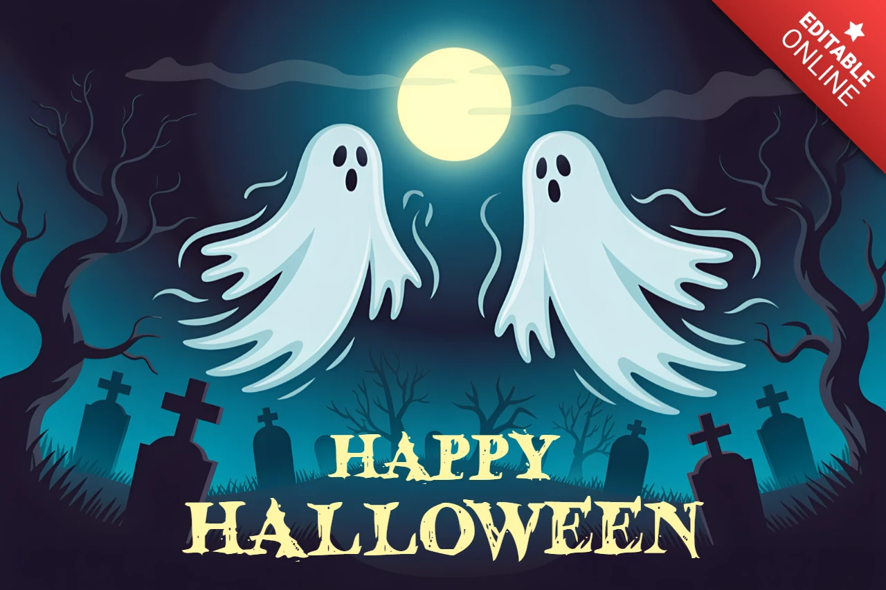 Spooky Ghosts Halloween Design Template for Posters