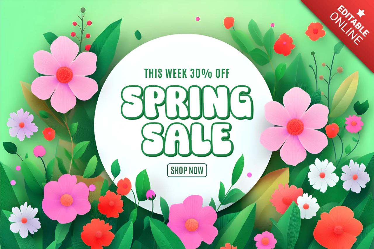 Modèle de conception de vente de printemps avec des illustrations florales vibrantes