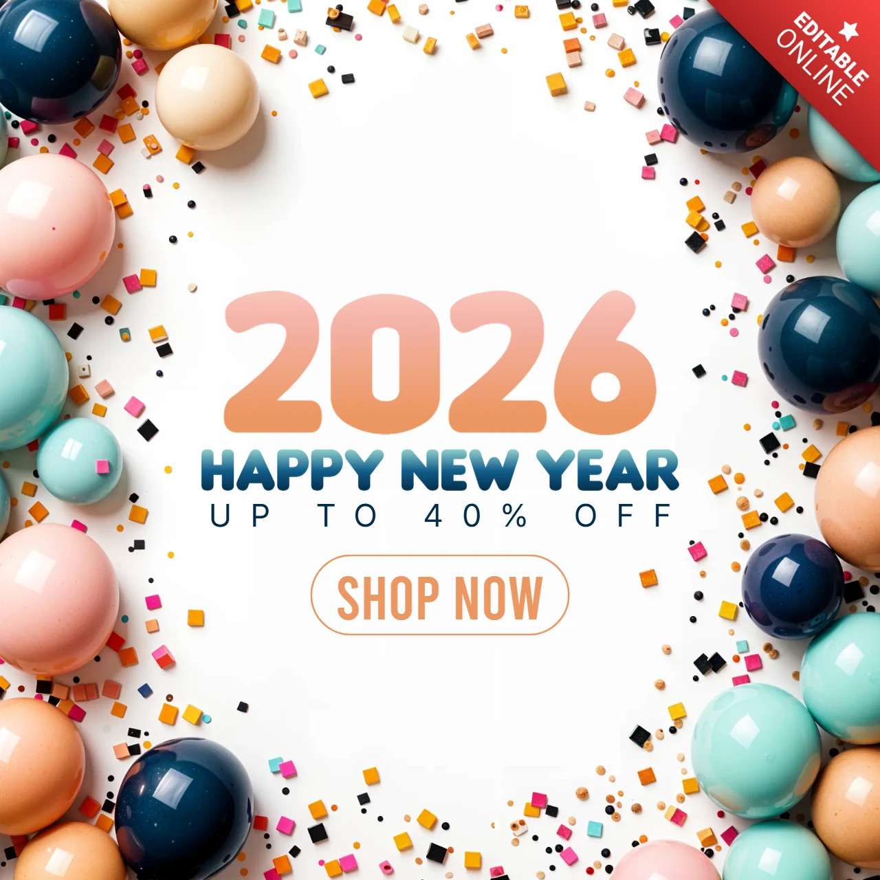 New Year 2026 Colorful Confetti Sale Design Template