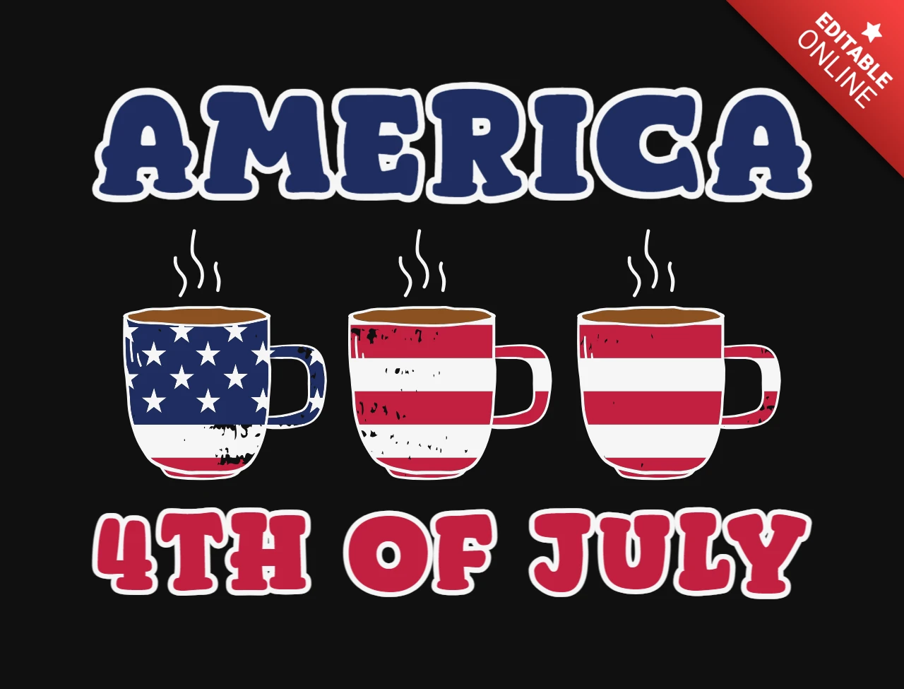 American Flag Pattern Cup T-Shirt Design Template