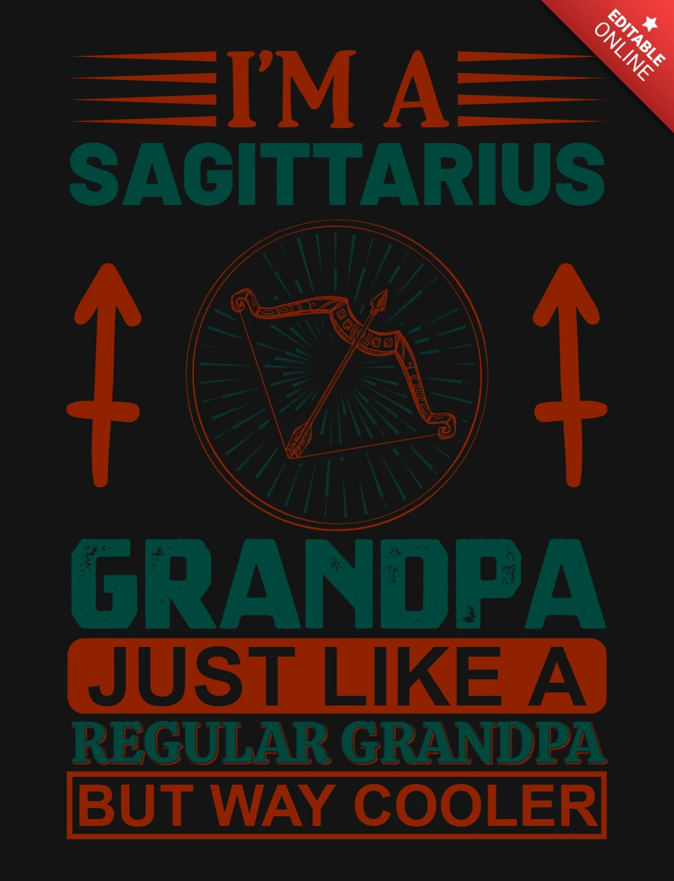 Ik ben een Boogschutter Opa Sterrenbeeld T-shirt Ontwerpsjabloon